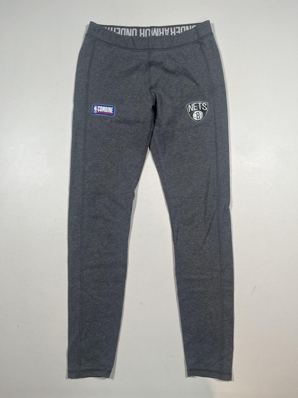 Brooklyn Nets Pants Mens Small Gray NBA Basketball Under Armour Combine HeatGear